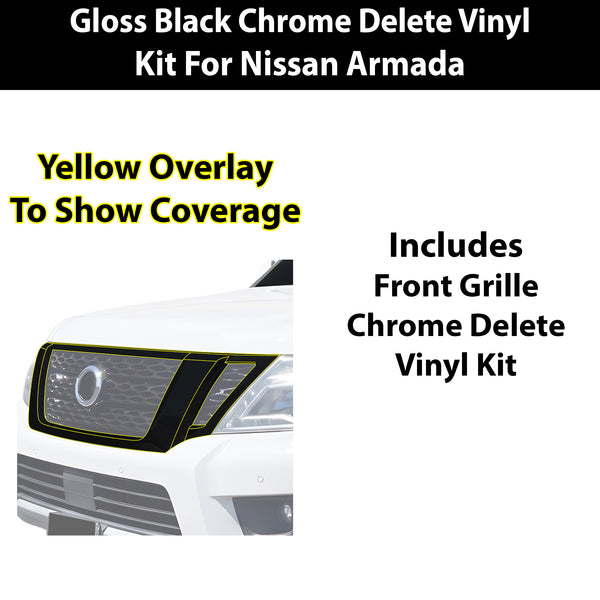 Fits Nissan Armada 2017-2020 Vinyl Chrome Delete Grille Blackout Decal Stickers Overlay Film - Bogar Tech Designs