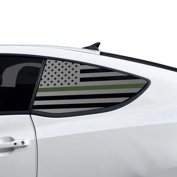 Fits Hyundai Genesis Coupe 2010-2016 Quarter Window American Flag Vinyl Decal Stickers - Bogar Tech Designs