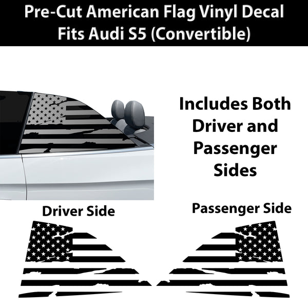 Fits Audi S5 Convertible 2020-2024 Quarter Window American Flag Vinyl Decal Stickers - Bogar Tech Designs