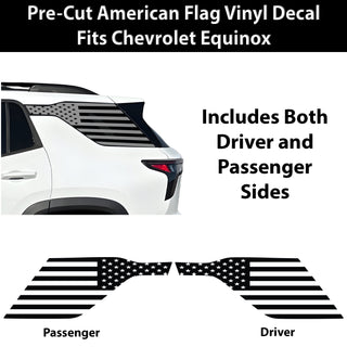 Fits Chevrolet Equinox 2025-2027 Quarter Window American Flag Vinyl Decal Stickers - Bogar Tech Designs