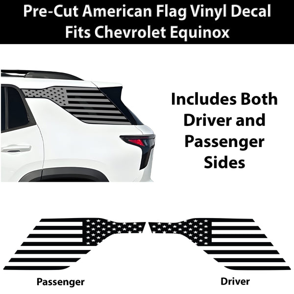 Fits Chevrolet Equinox 2025-2027 Quarter Window American Flag Vinyl Decal Stickers - Bogar Tech Designs