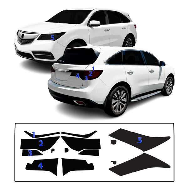 Fits Acura MDX 2014-2016 Full Headlight Taillight Precut Smoked PPF Tint Kit Film Overlay  - Bogar Tech Designs