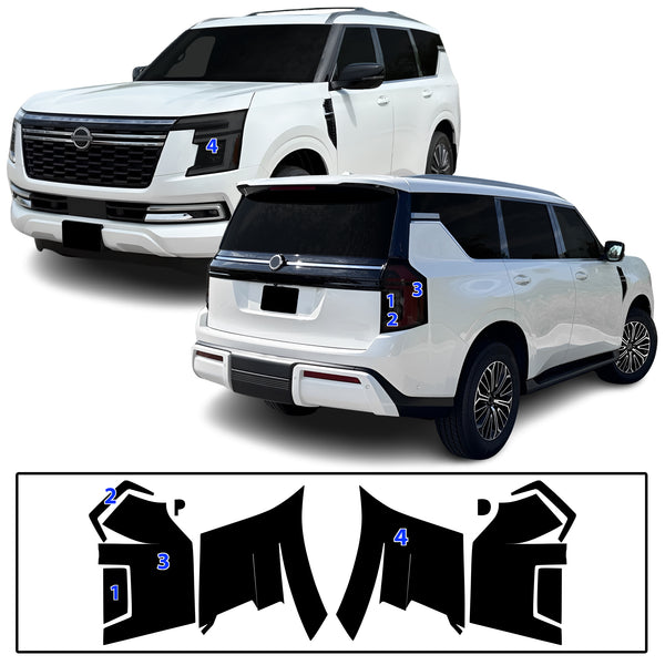Nissan Armada 2025-2026 Dark Smoke Headlight & Taillight Tint Kit – Precut Vinyl Lens Overlays Film