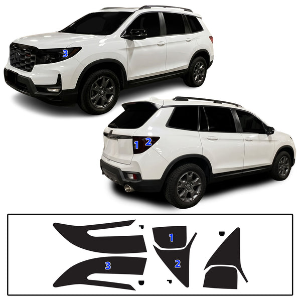 Fits Honda Passport 2022-2025 Full Headlight Taillight Precut Smoked PPF Tint Kit Film Overlay  - Bogar Tech Designs
