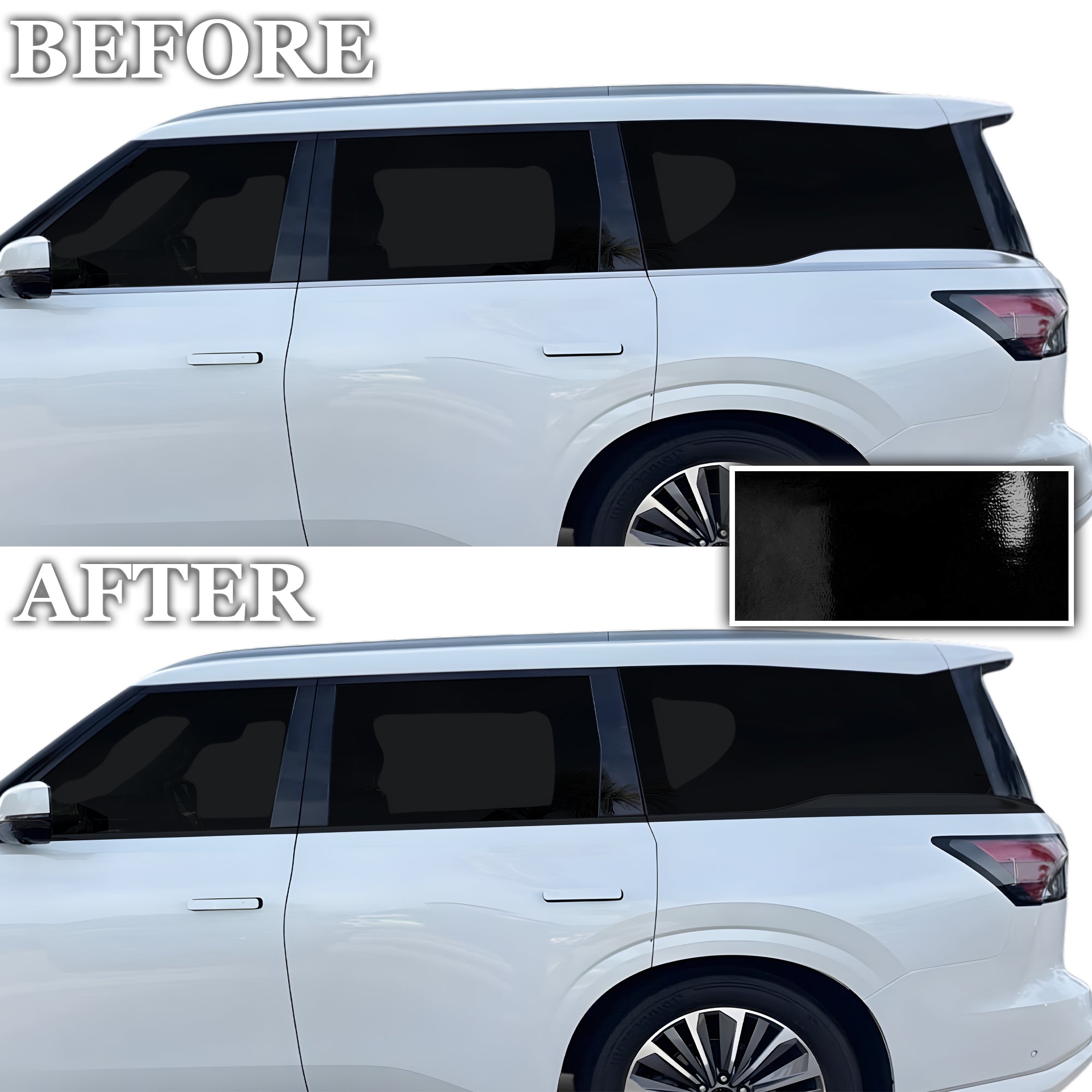 Fits Infiniti QX80 2025-2026 Blackout Chrome Delete Kit – Precut Gloss Black Vinyl Overlays Film