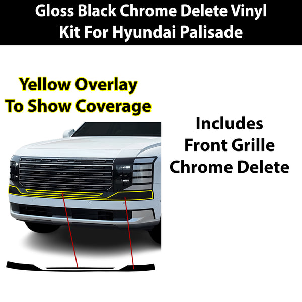 Fits Hyundai Palisade 2026-2027 Vinyl Chrome Delete Grille Blackout Decal Stickers Overlay Film - Bogar Tech Designs