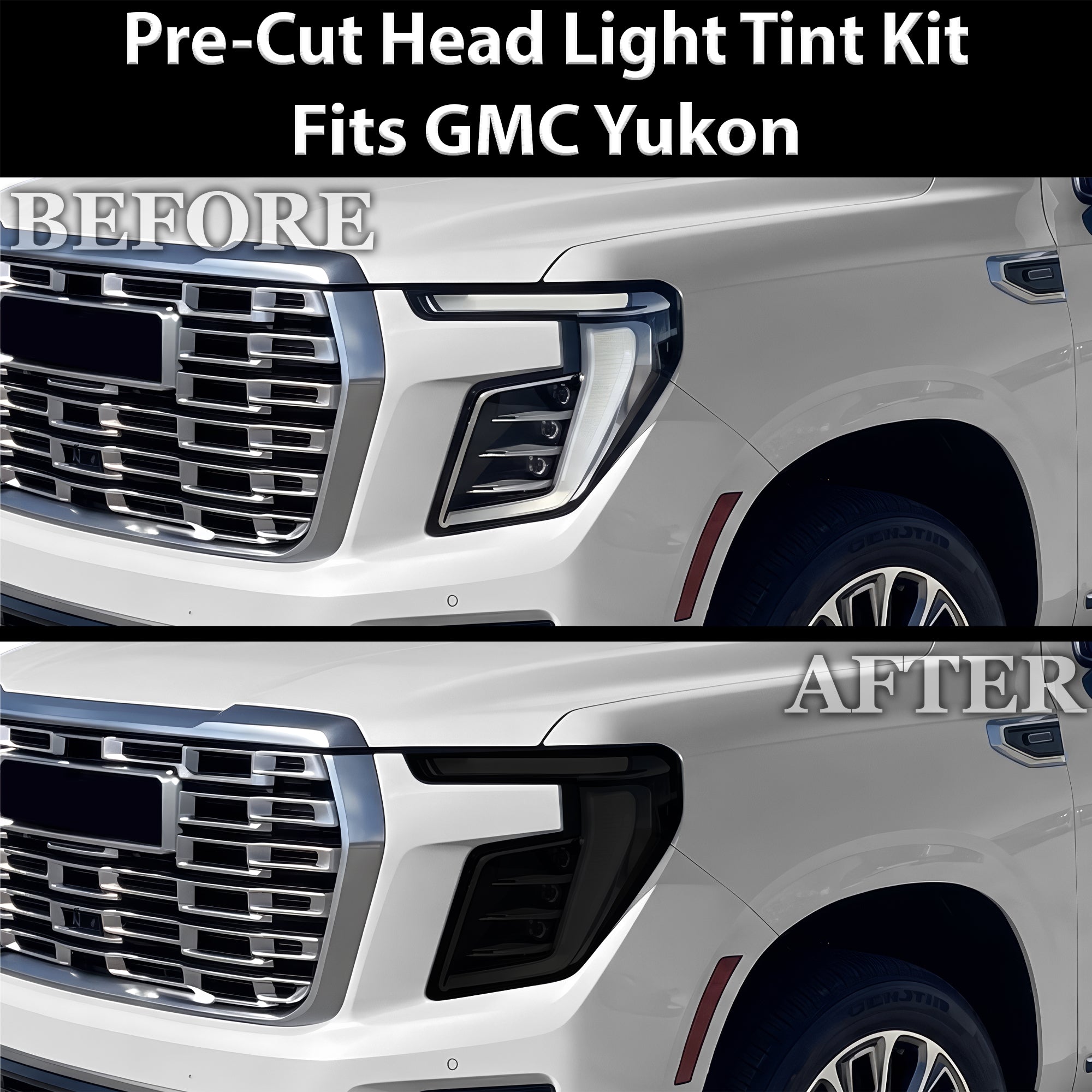 Fits GMC Yukon 2025-2027 Full Headlight Taillight Precut Smoked PPF Tint Kit Film Overlay  - Bogar Tech Designs