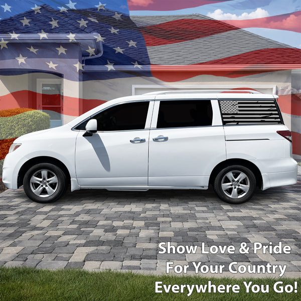 Fits Nissan Quest 2011-2017 Quarter Window American Flag Vinyl Decal Stickers - Bogar Tech Designs