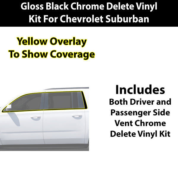 Fits Chevrolet Suburban & Chevrolet Tahoe 2015-2020 Vinyl Chrome Delete Grille Blackout Decal Stickers Overlay Film - Bogar Tech Designs
