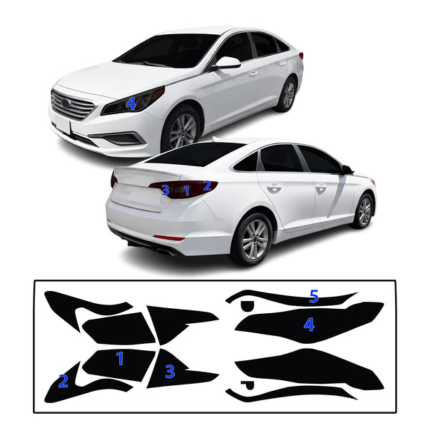 Fits Hyundai Sonata 2015-2017 Full Headlight Taillight Precut Smoked PPF Tint Kit Film Overlay  - Bogar Tech Designs