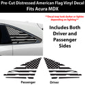 Fits Acura MDX 2014-2020 Quarter Window American Flag Vinyl Decal Stickers - Bogar Tech Designs