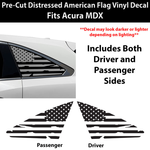 Fits Acura MDX 2014-2020 Quarter Window American Flag Vinyl Decal Stickers - Bogar Tech Designs