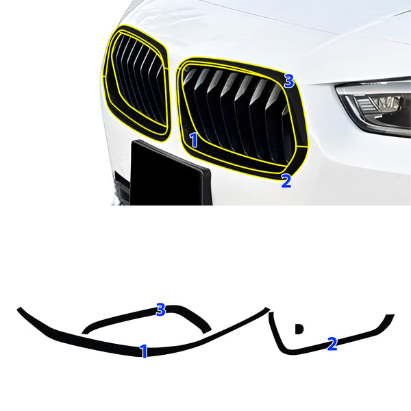 Fits BMW X2 2018-2023 Vinyl Chrome Delete Grille Blackout Decal Stickers Overlay Film - Bogar Tech Designs