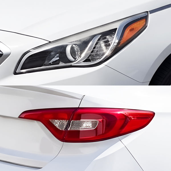 Fits Hyundai Sonata 2015-2017 Full Headlight Taillight Precut Smoked PPF Tint Kit Film Overlay  - Bogar Tech Designs