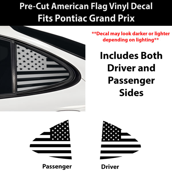 Fits Pontiac Grand Prix 1997-2003 Quarter Window American Flag Vinyl Decal Stickers - Bogar Tech Designs