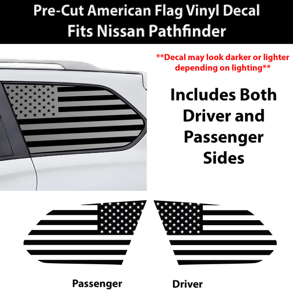Fits Nissan Pathfinder 2013-2021 Quarter Window American Flag Vinyl Decal Stickers - Bogar Tech Designs