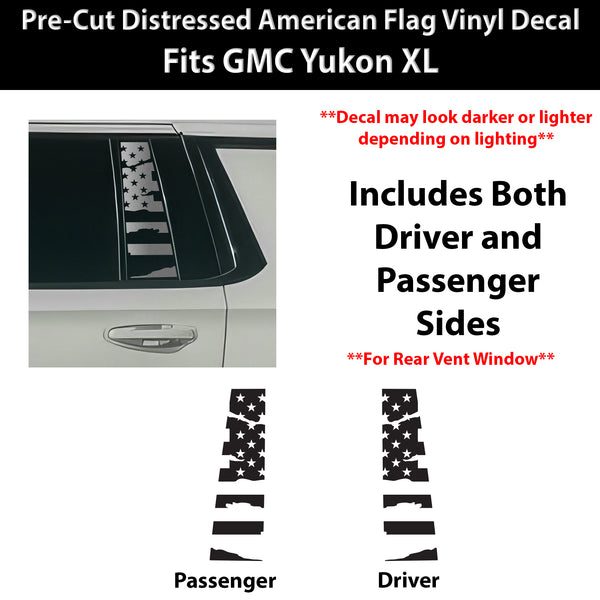 Fits GMC Yukon XL 2025-2026 Quarter Window American Flag Vinyl Decal Stickers - Bogar Tech Designs