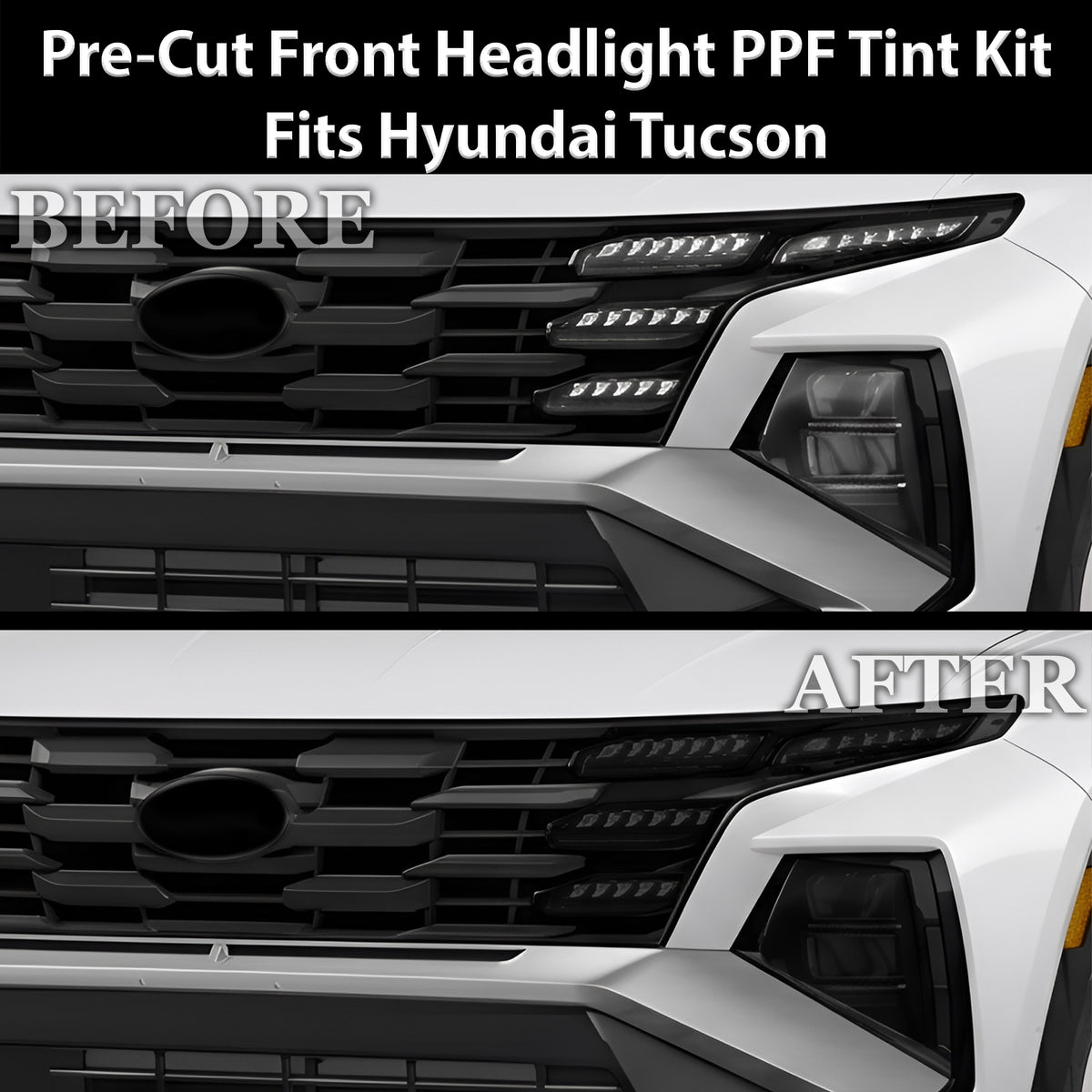 Fits Hyundai Tucson 2025-2026 Full Headlight Taillight Precut Smoked PPF Tint Kit Film Overlay  - Bogar Tech Designs