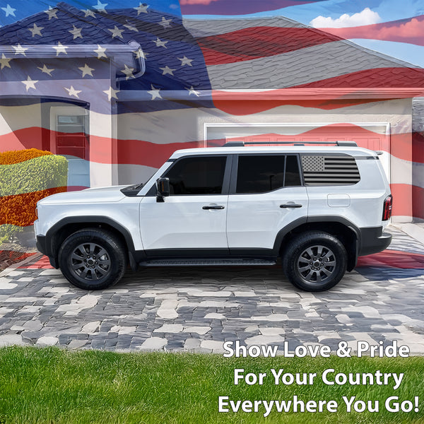 Fits Toyota Land Cruiser 2024-2026 Quarter Window American Flag Vinyl Decal Stickers - Bogar Tech Designs