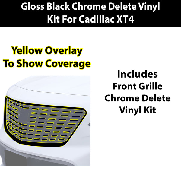 Fits Cadillac XT4 2019-2023 Vinyl Chrome Delete Grille Blackout Decal Stickers Overlay Film - Bogar Tech Designs