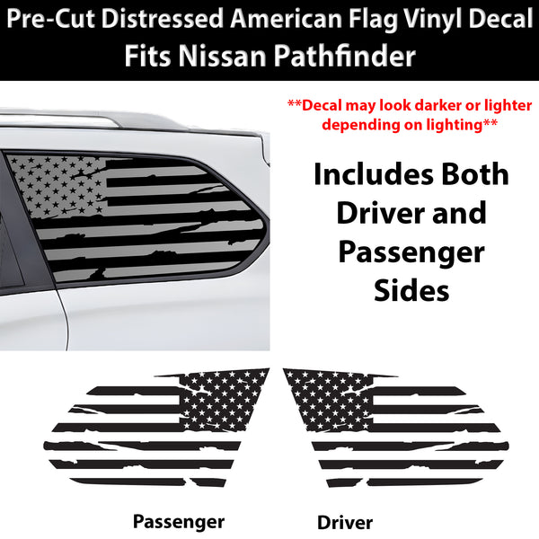 Fits Nissan Pathfinder 2013-2021 Quarter Window American Flag Vinyl Decal Stickers - Bogar Tech Designs