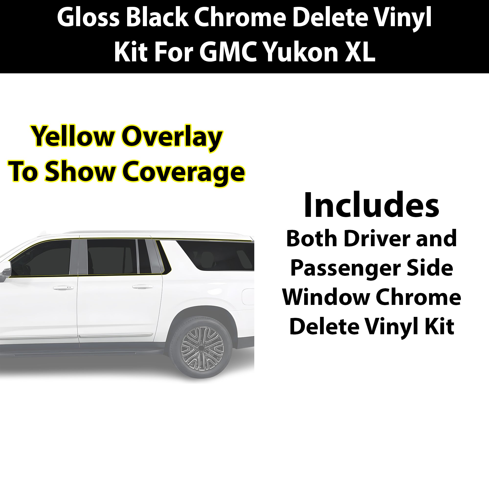Fits GMC Yukon XL 2025-2026 Vinyl Chrome Delete Grille Blackout Decal Stickers Overlay Film - Bogar Tech Designs