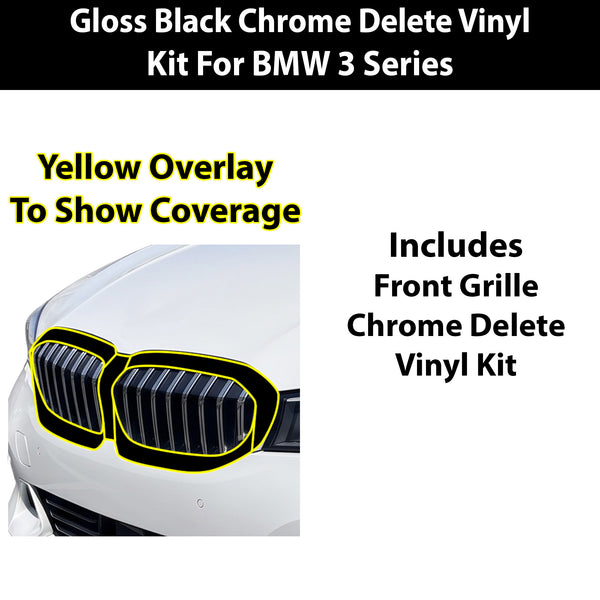 Fits BMW 3 Series 2019-2022 Vinyl Chrome Delete Grille Blackout Decal Stickers Overlay Film - Bogar Tech Designs