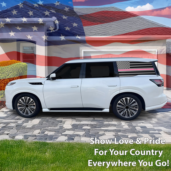 Fits Infiniti QX80 2025-2027 Quarter Window American Flag Vinyl Decal Stickers - Bogar Tech Designs