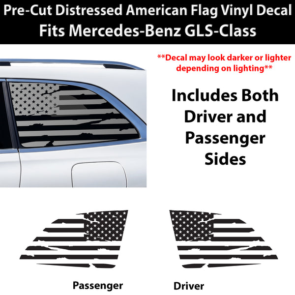 Fits Mercedes-Benz GLS 2024-2026 Quarter Window American Flag Vinyl Decal Stickers - Bogar Tech Designs
