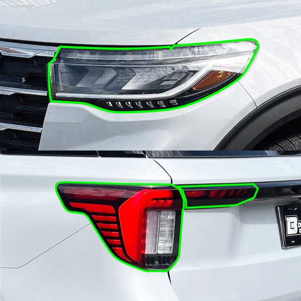 Fits Ford Explorer 2025-2026 Full Headlight Taillight Precut Smoked PPF Tint Kit Film Overlay  - Bogar Tech Designs