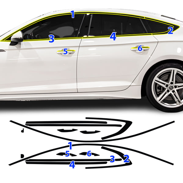 Fits Audi A5 Sportback 2018-2024 Vinyl Chrome Delete Grille Blackout Decal Stickers Overlay Film - Bogar Tech Designs