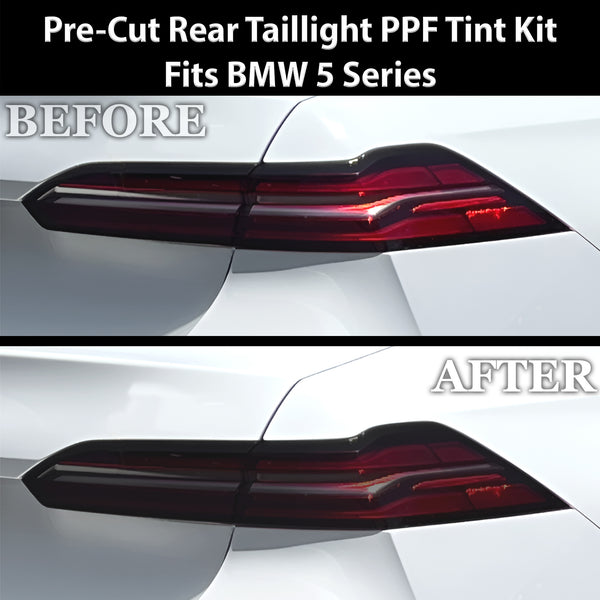 Fits BMW 5 Series 2024-2027 Full Headlight Taillight Precut Smoked PPF Tint Kit Film Overlay  - Bogar Tech Designs