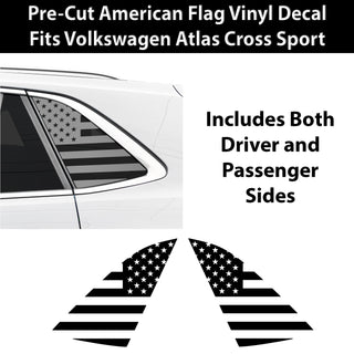 Fits Volkswagen Atlas Cross Sport SEL 2020-2025 Quarter Window American Flag Vinyl Decal Stickers - Bogar Tech Designs