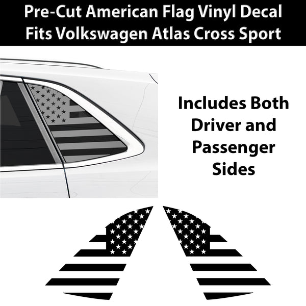 Fits Volkswagen Atlas Cross Sport SEL 2020-2025 Quarter Window American Flag Vinyl Decal Stickers - Bogar Tech Designs