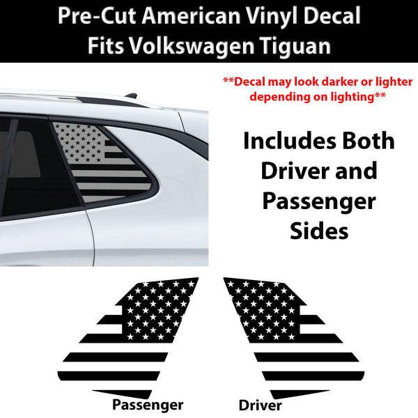 Fits Volkswagen Tiguan 2025-2027 Quarter Window American Flag Vinyl Decal Stickers - Bogar Tech Designs