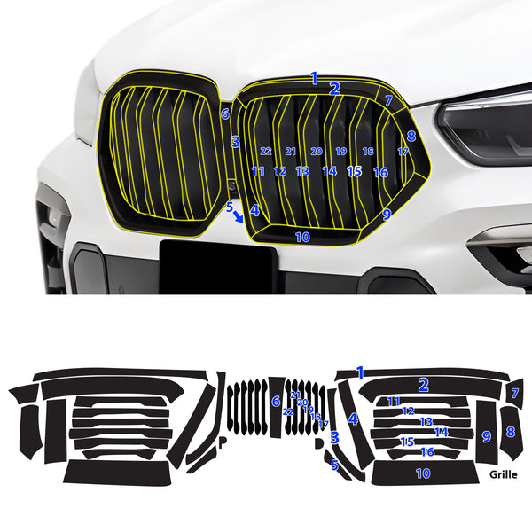 Fits BMW X6 2019-2023 Vinyl Chrome Delete Grille Blackout Decal Stickers Overlay Film - Bogar Tech Designs