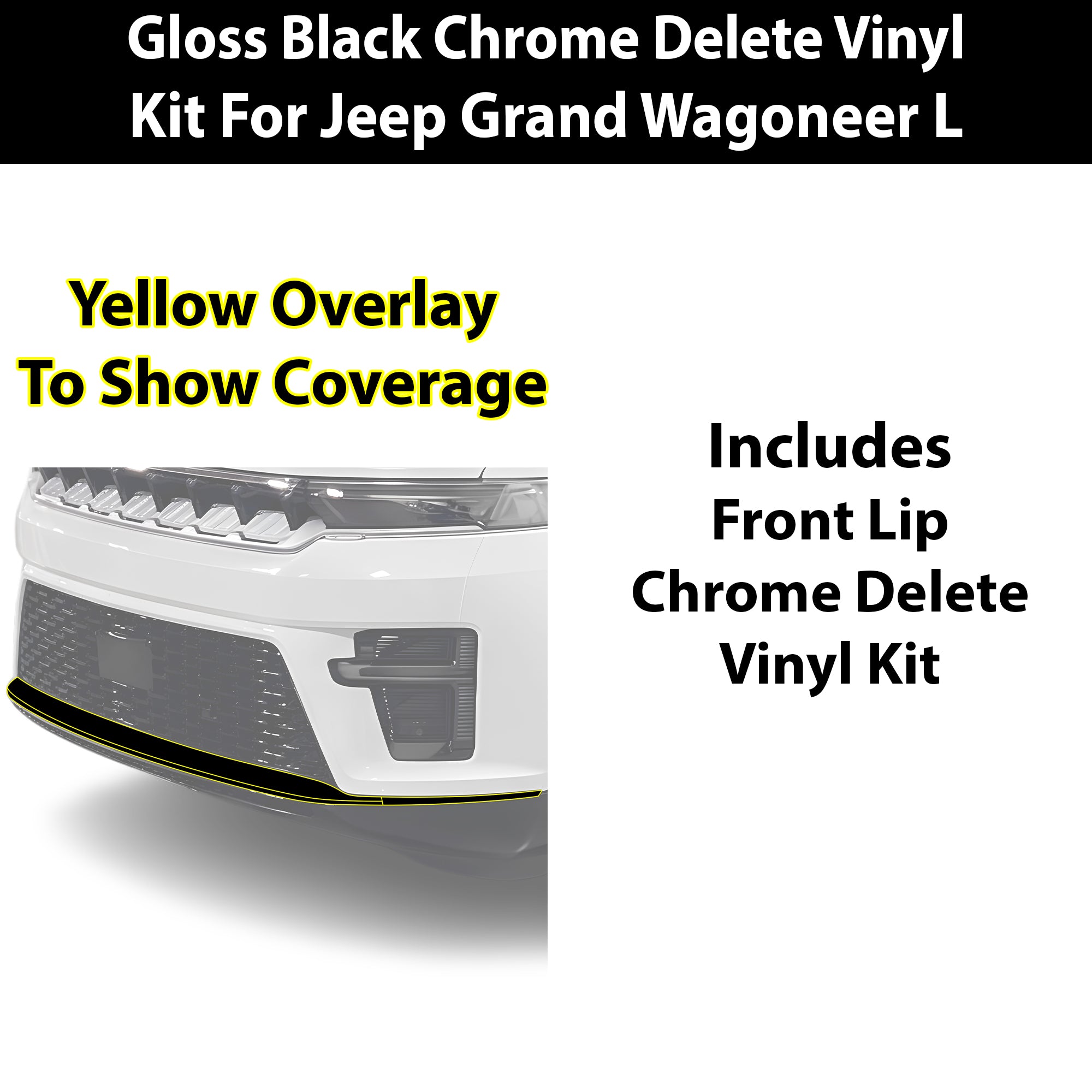 Fits Jeep Grand Wagoneer L 2026-2027 Vinyl Chrome Delete Grille Blackout Decal Stickers Overlay Film - Bogar Tech Designs