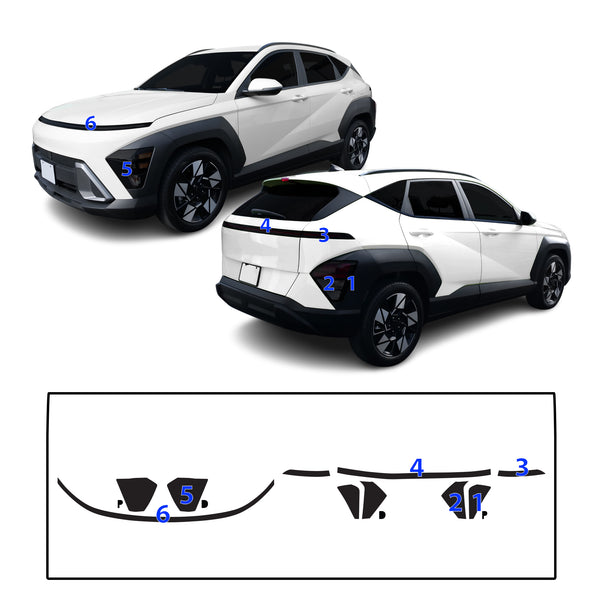 Fits Hyundai Kona 2024-2026 Full Headlight Taillight Precut Smoked PPF Tint Kit Film Overlay  - Bogar Tech Designs