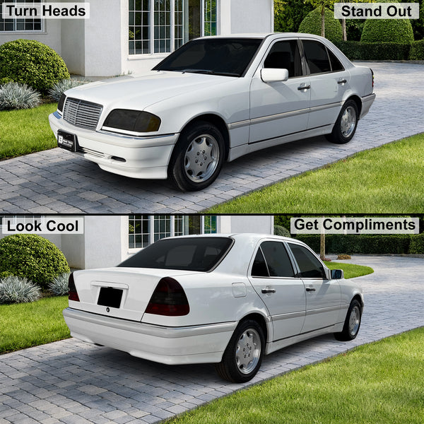Fits Mercedes-Benz C280 1994-2000 Full Headlight Taillight Precut Smoked PPF Tint Kit Film Overlay  - Bogar Tech Designs