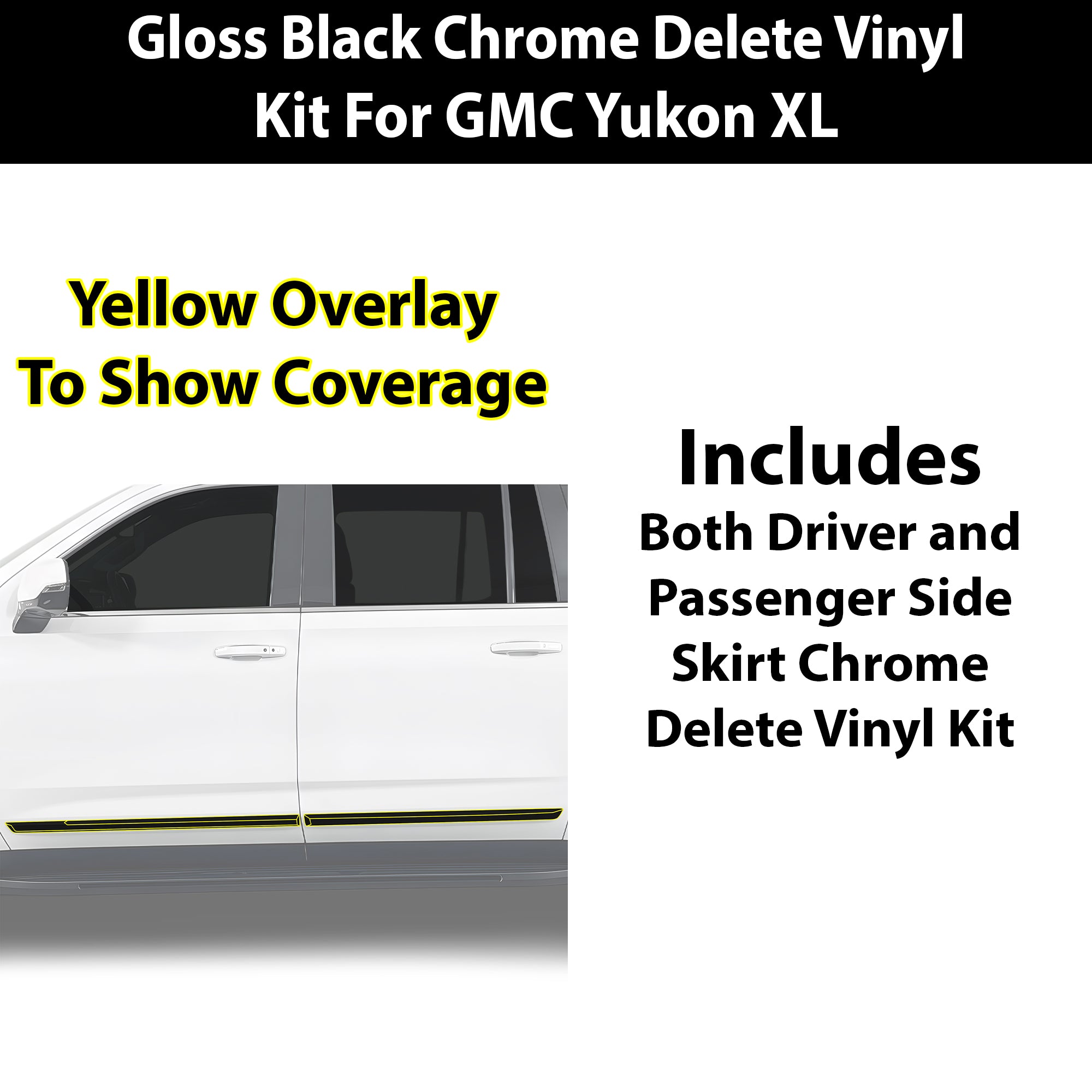 Fits GMC Yukon XL 2025-2026 Vinyl Chrome Delete Grille Blackout Decal Stickers Overlay Film - Bogar Tech Designs