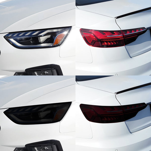 Audi A4 2020–2025 Dark Smoke Headlight & Taillight Tint Kit – Precut Vinyl Lens Overlays