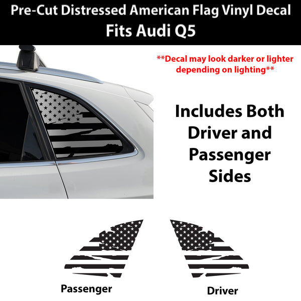 Fits Audi Q5 2009-2017 Quarter Window American Flag Vinyl Decal Stickers - Bogar Tech Designs
