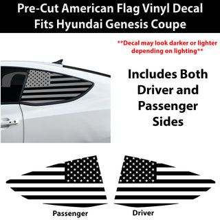 Fits Hyundai Genesis Coupe 2010-2016 Quarter Window American Flag Vinyl Decal Stickers - Bogar Tech Designs