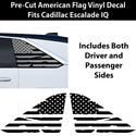 Fits Cadillac Escalade IQ 2025-2026 Quarter Window American Flag Vinyl Decal Stickers - Bogar Tech Designs