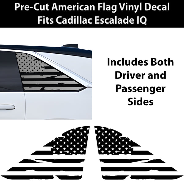 Fits Cadillac Escalade IQ 2025-2026 Quarter Window American Flag Vinyl Decal Stickers - Bogar Tech Designs