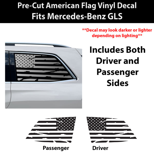 Fits Mercedes-Benz GLS 2017-2019 Quarter Window American Flag Vinyl Decal Stickers - Bogar Tech Designs