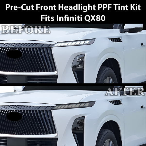 Fits Infiniti QX80 2025-2027 Full Headlight Taillight Precut Smoked PPF Tint Kit Film Overlay  - Bogar Tech Designs