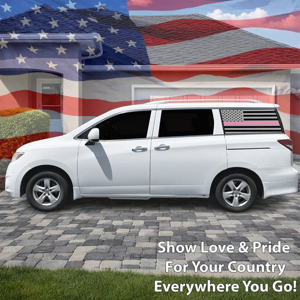 Fits Nissan Quest 2011-2017 Quarter Window American Flag Vinyl Decal Stickers - Bogar Tech Designs