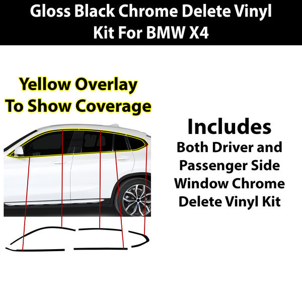 Fits BMW X4 2019-2025 Vinyl Chrome Delete Grille Blackout Decal Stickers Overlay Film - Bogar Tech Designs