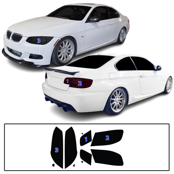 Fits BMW 3 Series 2011-2013 Full Headlight Taillight Precut Smoked PPF Tint Kit Film Overlay  - Bogar Tech Designs